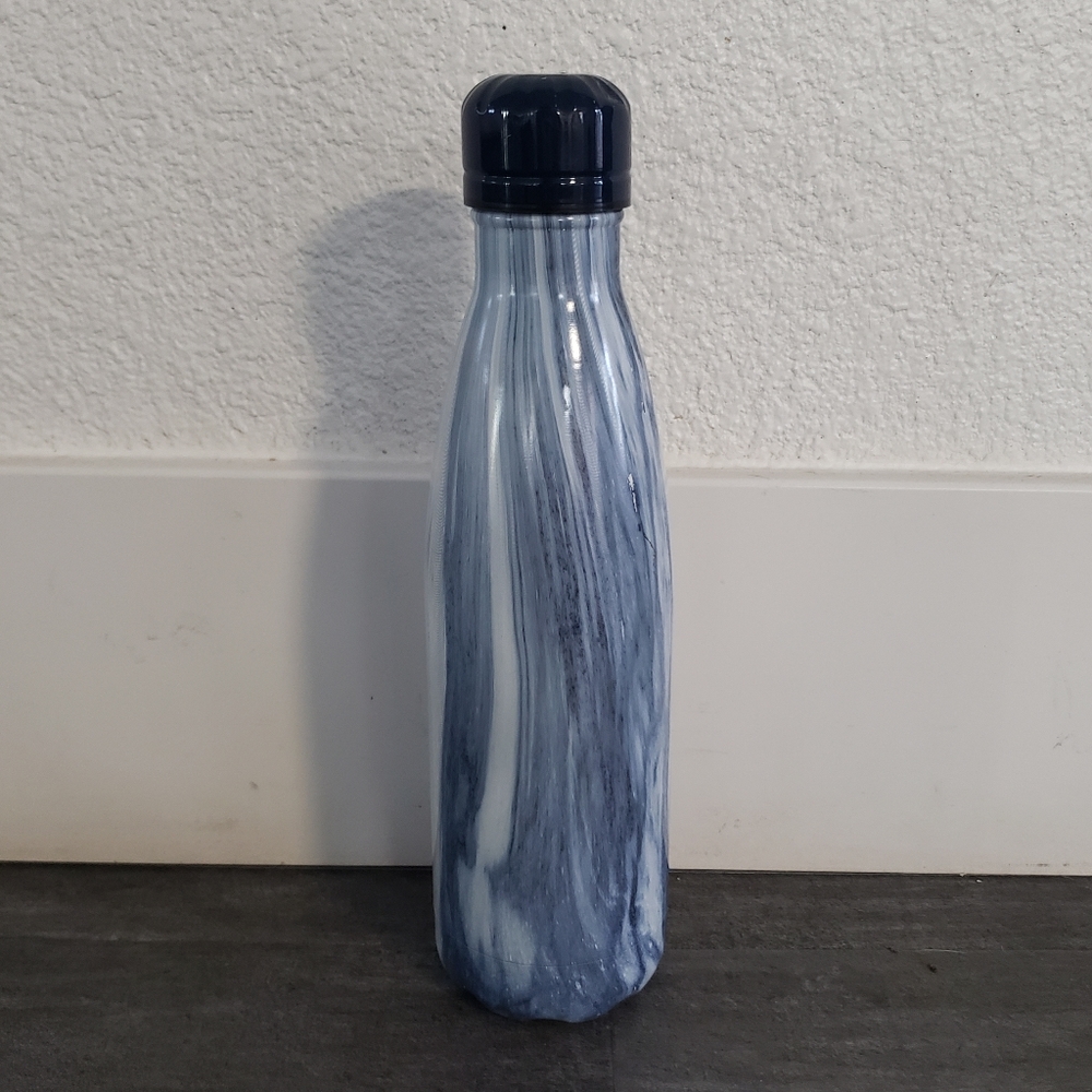 Navy Marble EXQUIS Metal Water Bottle